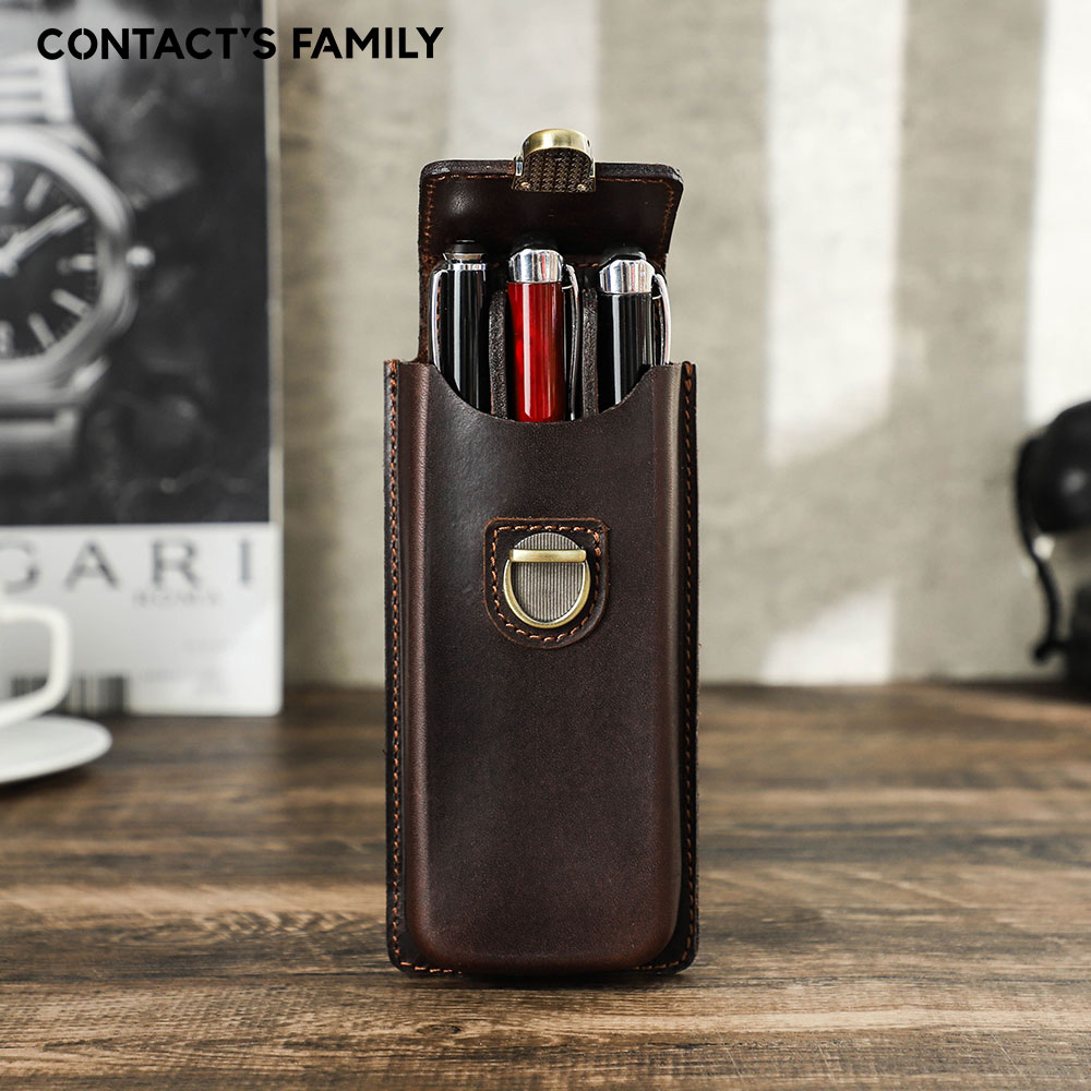 Leather Fountain Pen Case 3 Slots Pouch - Kotak Pena Kulit Asli Buatan Tangan