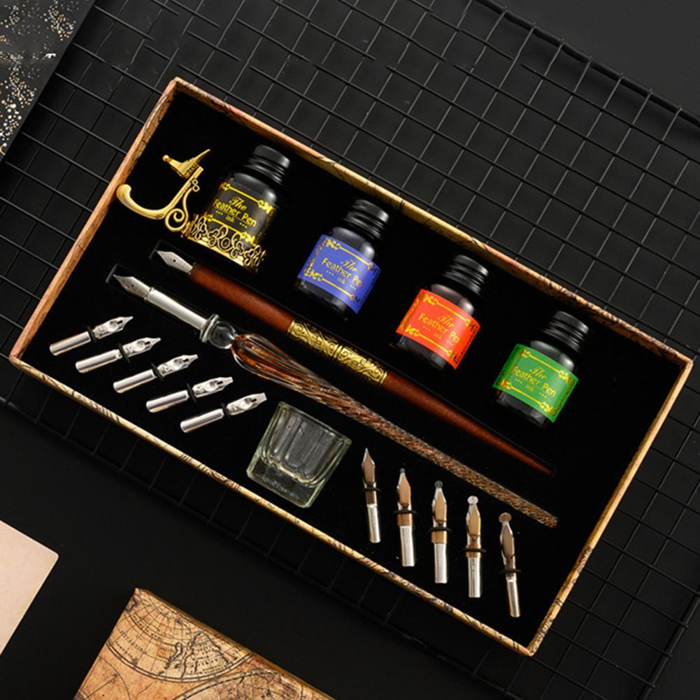 Glass Dip Pen Calligraphy Ink Set - Set Pena Celup Unik, Set Pena