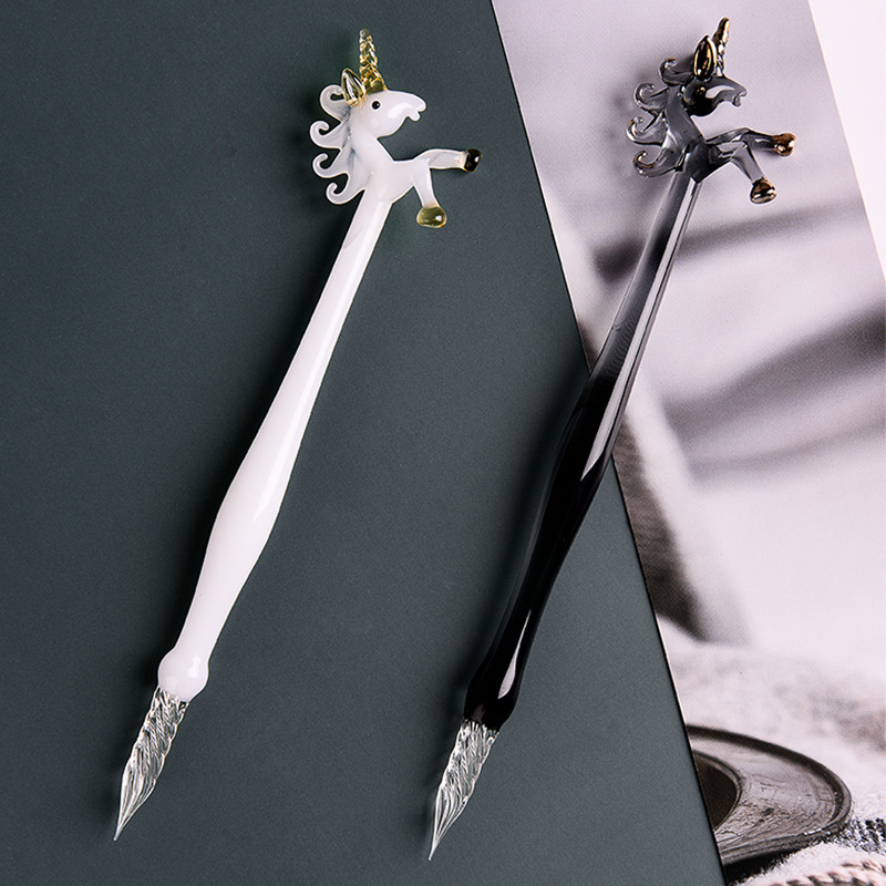 Glass Dip Pen Calligraphy Ink Set - Kreatif Unicorn Buatan Tangan Set Pena