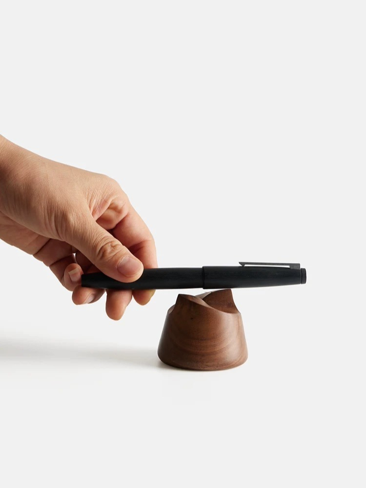 Wooden Fountain Pen Desk Stand Holder - Tempat Pena Kayu Walnut untuk Dip