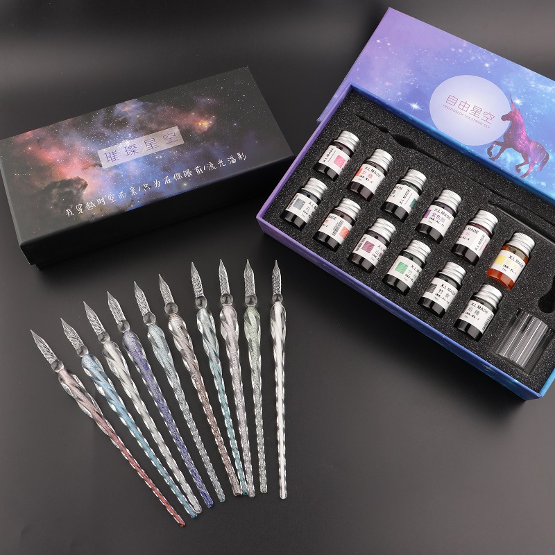Glass Dip Pen Calligraphy Ink Set - Pena Celup Kaca Buatan Tangan dan