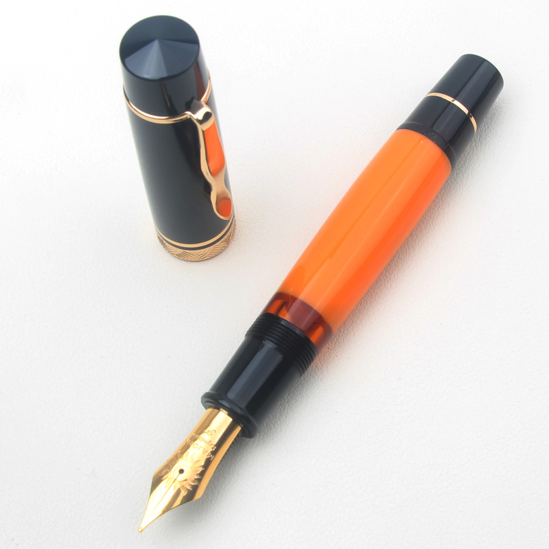 Fountain Pen Piston Filler Large Ink - Pulpen Vintage MAJOHN P139, Bodi Kuningan
