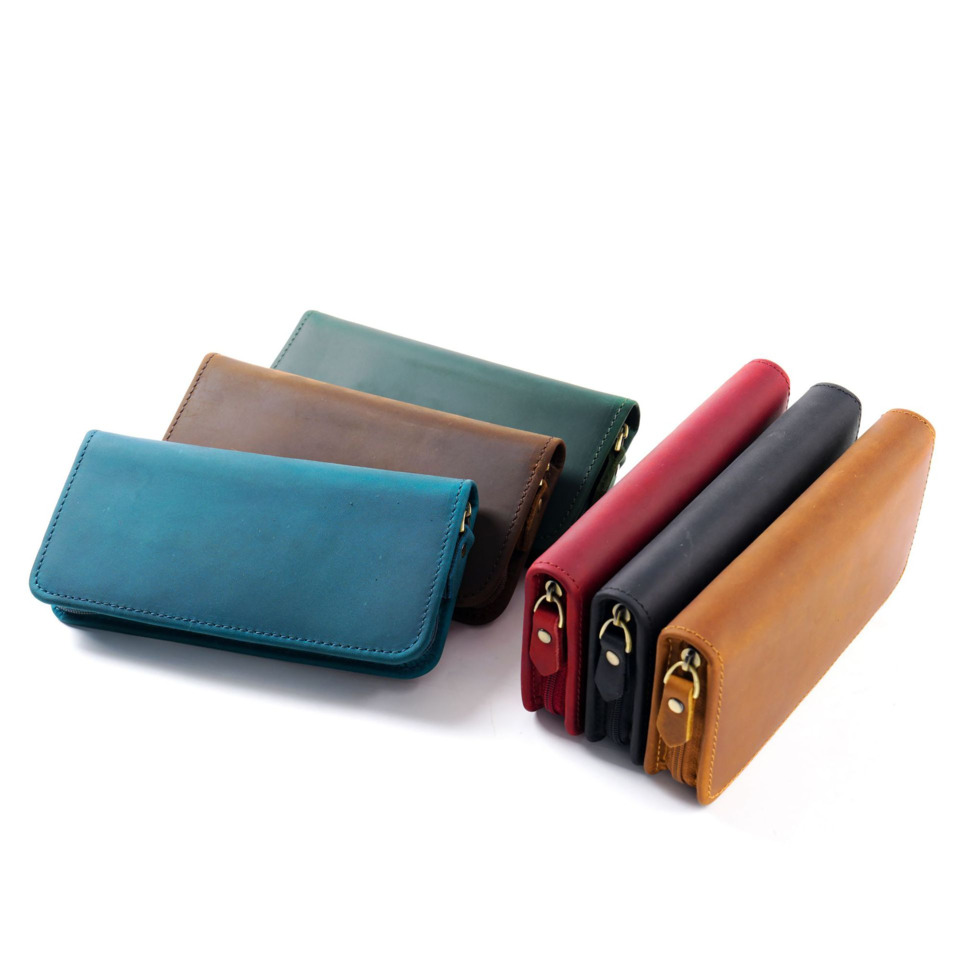 Leather Fountain Pen Case 3 Slots Pouch - Kotak Pena Kulit Asli Crazy Horse