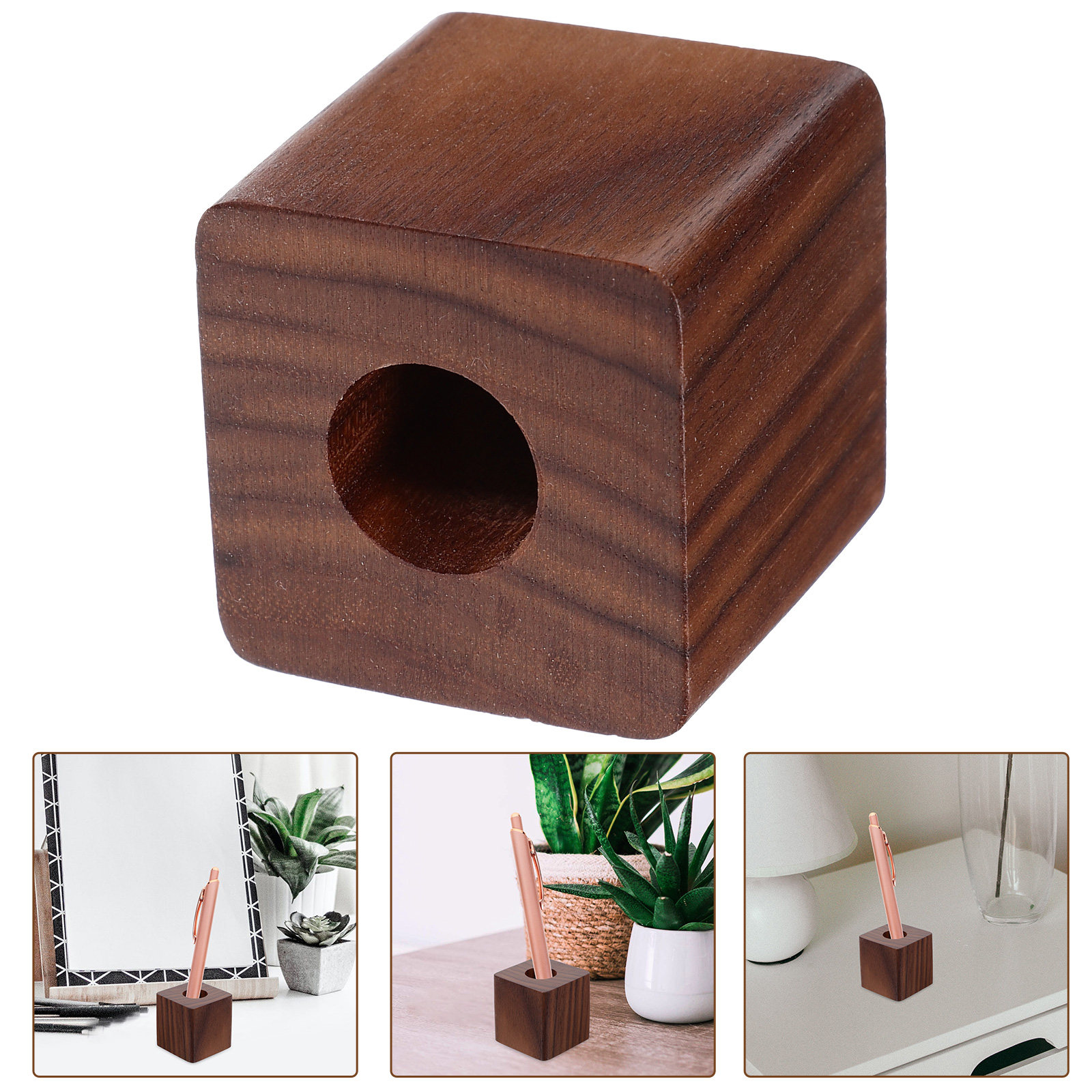 Wooden Fountain Pen Desk Stand Holder - Tempat Pena dari Kayu Kenari untuk