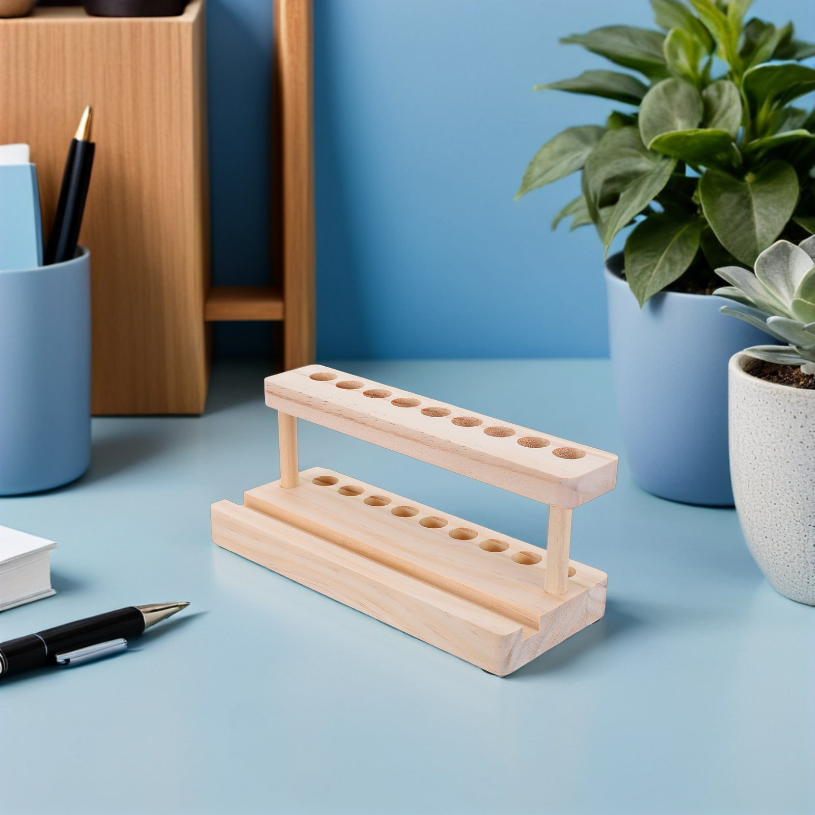 Penyangga Telepon dari Kayu de - Wooden Fountain Pen Desk Stand Holder ulasan dan harga