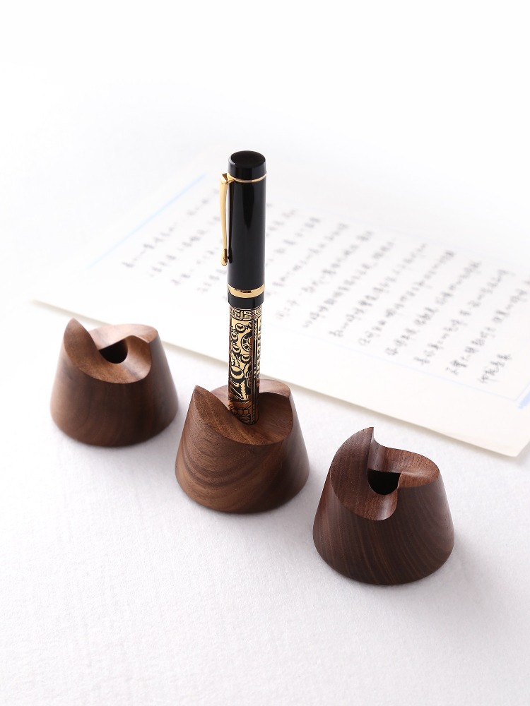Tempat Pena Kayu Walnut untuk  - Wooden Fountain Pen Desk Stand Holder ulasan dan harga
