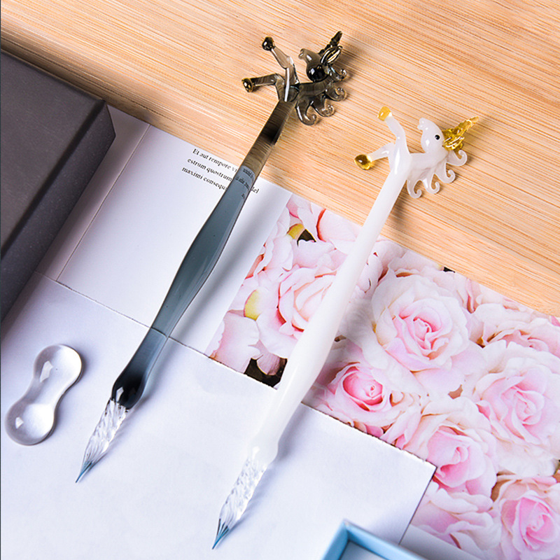 Kreatif Unicorn Buatan Tangan  - Glass Dip Pen Calligraphy Ink Set ulasan dan harga