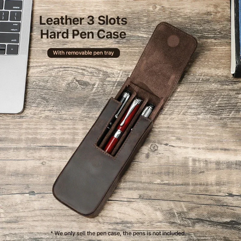Kotak Tas Pena Kulit Asli Mewa - Leather Fountain Pen Case 3 Slots Pouch ulasan dan harga