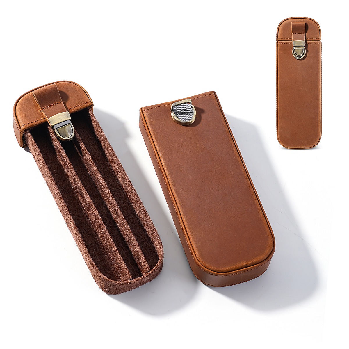 Kotak Pena dengan 3 Slot, Terb - Leather Fountain Pen Case 3 Slots Pouch ulasan dan harga