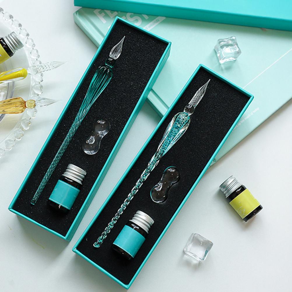 Set Pena Celup Kaca dengan Tin - Glass Dip Pen Calligraphy Ink Set ulasan dan harga
