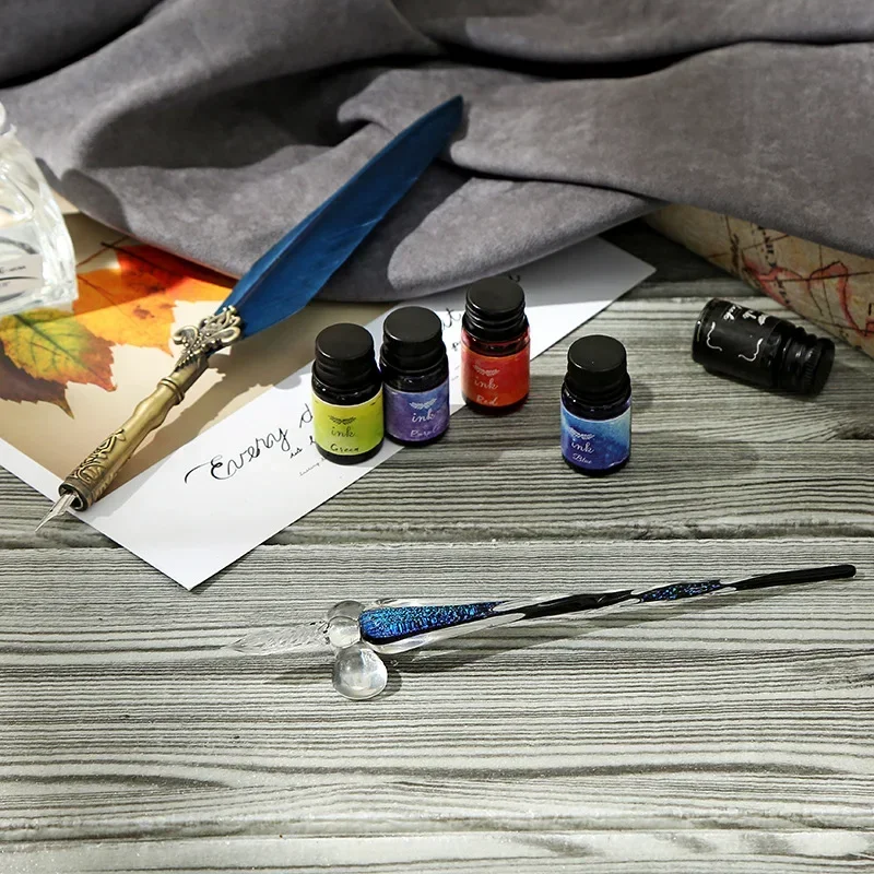 1 buah pena kaca dengan tinta  - Glass Dip Pen Calligraphy Ink Set ulasan dan harga
