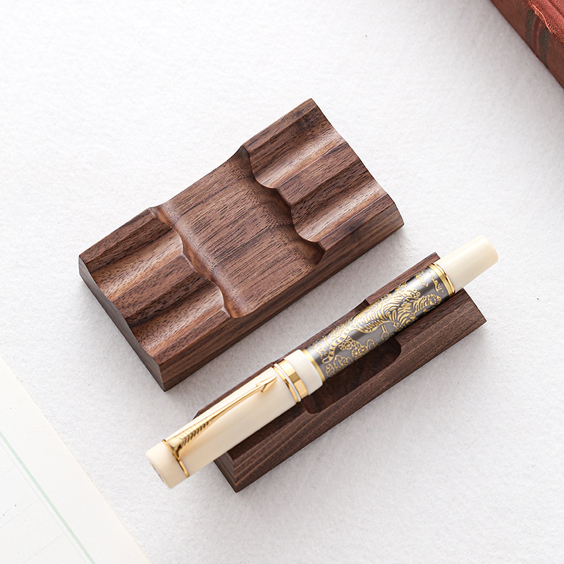 Tempat Pena Kayu Walnut untuk  - Wooden Fountain Pen Desk Stand Holder ulasan dan harga
