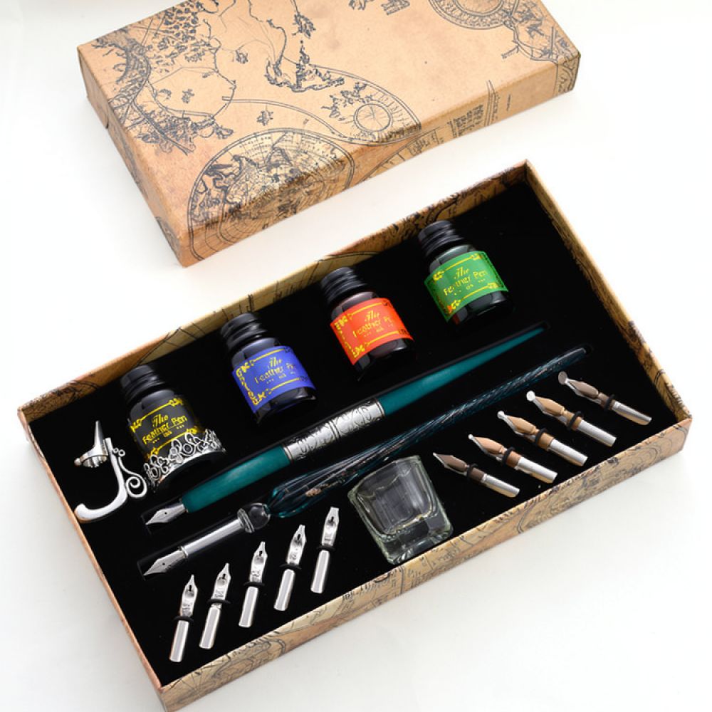 Set Pena Celup Kaca Premium de - Glass Dip Pen Calligraphy Ink Set ulasan dan harga