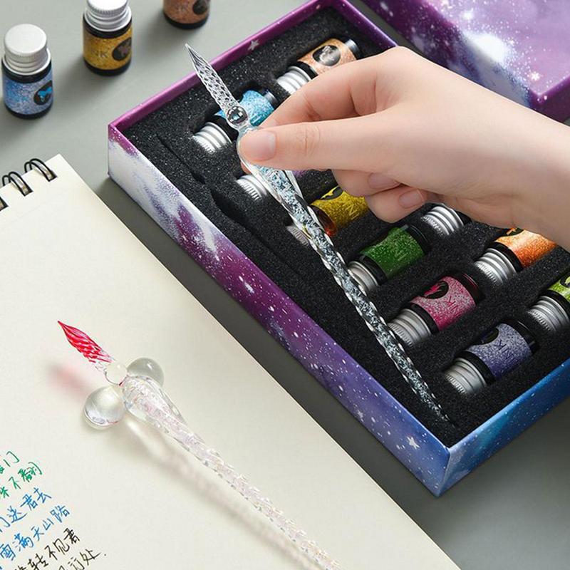 Set pena Dip kaca, pena Dip ka - Glass Dip Pen Calligraphy Ink Set ulasan dan harga