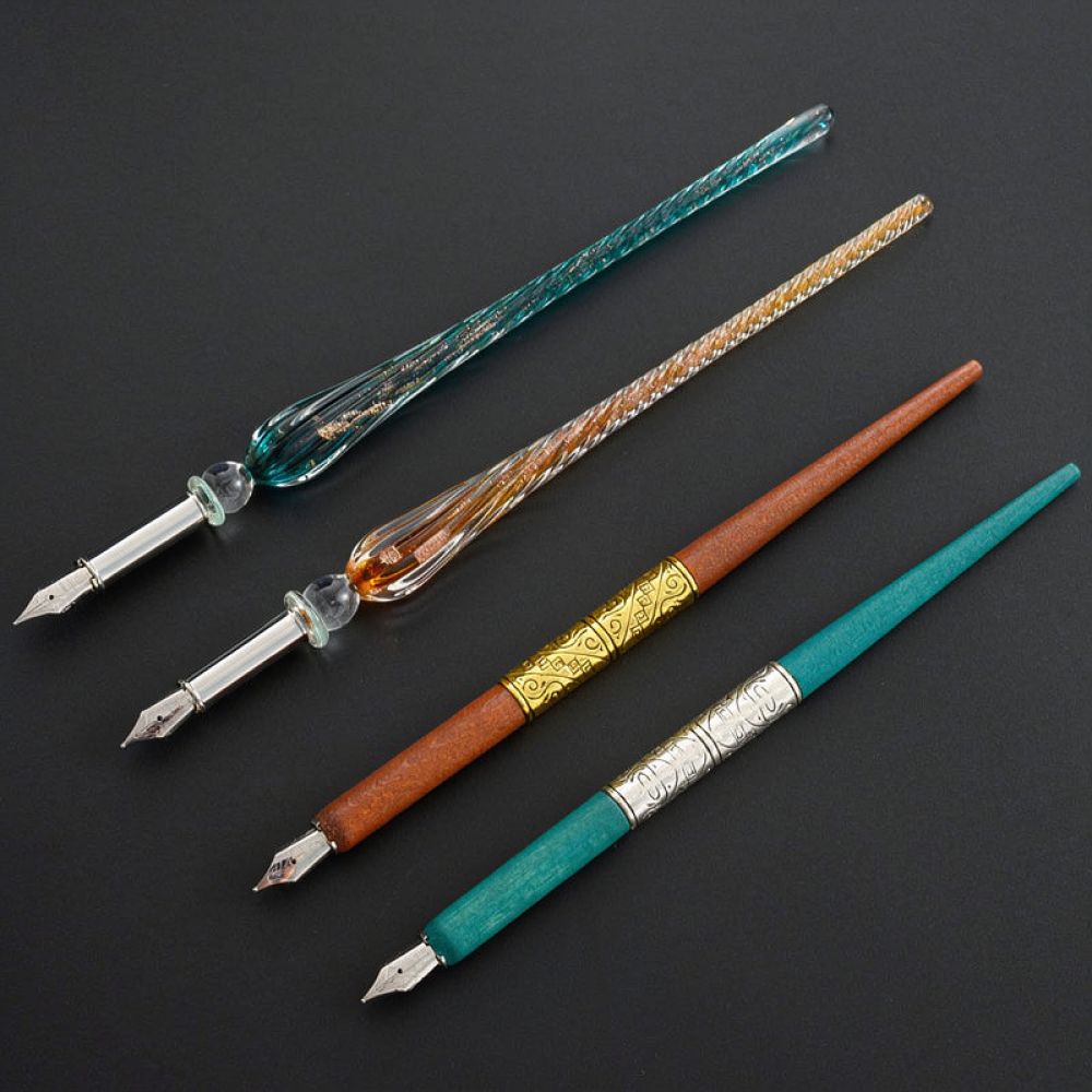 Set Pena Celup Kaca Modern den - Glass Dip Pen Calligraphy Ink Set ulasan dan harga