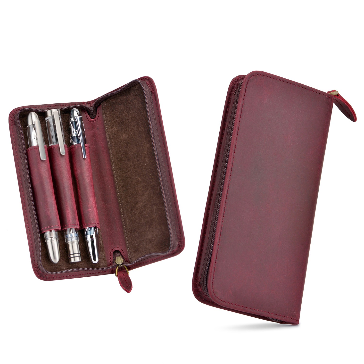 Asvine kotak pena air mancur 3 - Leather Fountain Pen Case 3 Slots Pouch ulasan dan harga