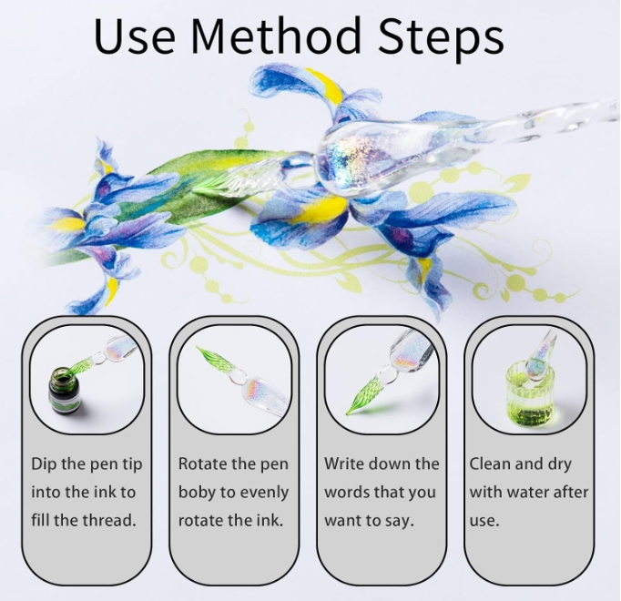Pena Celup Kaca Buatan Tangan  - Glass Dip Pen Calligraphy Ink Set ulasan dan harga