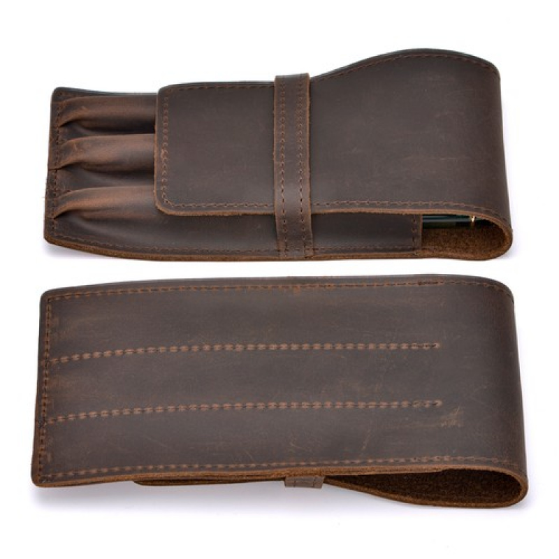 Kotak Pena Kulit Vintage A+ 3  - Leather Fountain Pen Case 3 Slots Pouch ulasan dan harga