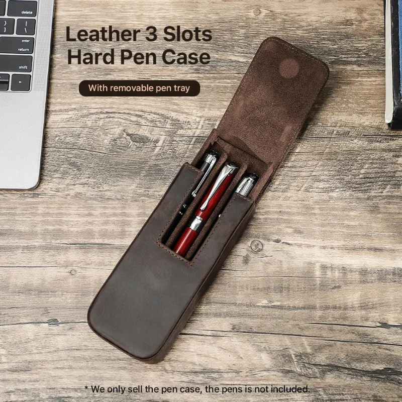 Kotak penyimpan pensil, perala - Leather Fountain Pen Case 3 Slots Pouch ulasan dan harga