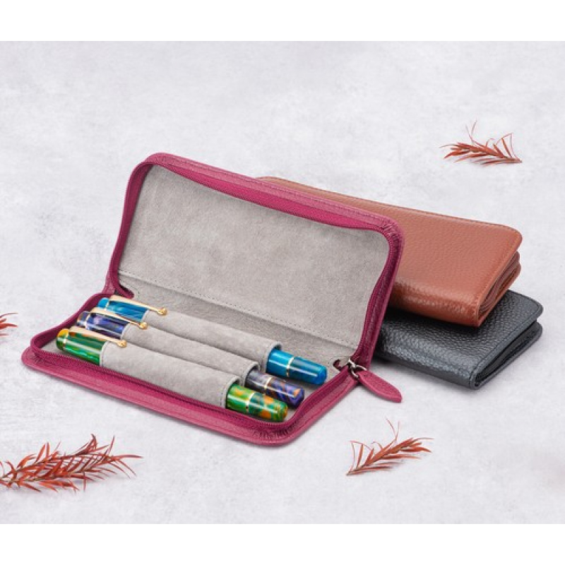 A+ 3 Slot Tempat Pena Kulit As - Leather Fountain Pen Case 3 Slots Pouch ulasan dan harga