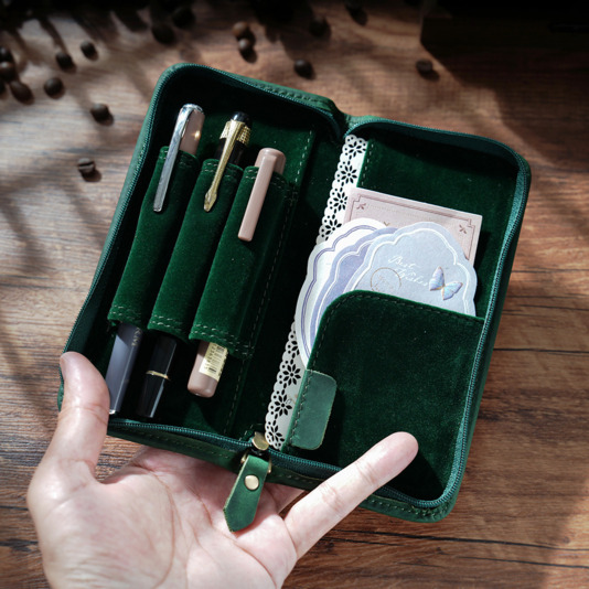 Kotak Pena Kulit Asli Crazy Ho - Leather Fountain Pen Case 3 Slots Pouch ulasan dan harga