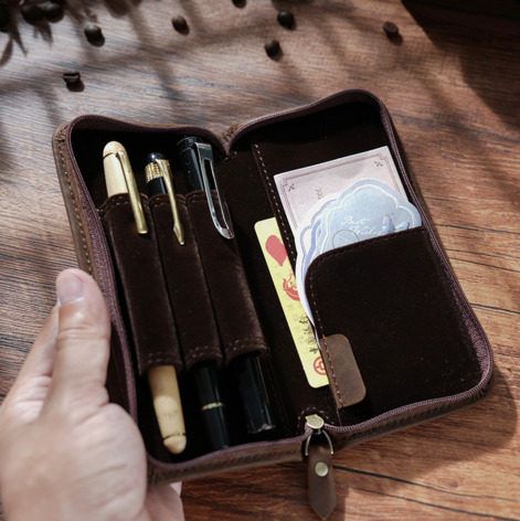 Kotak Pena Kulit Asli Crazy Ho - Leather Fountain Pen Case 3 Slots Pouch ulasan dan harga