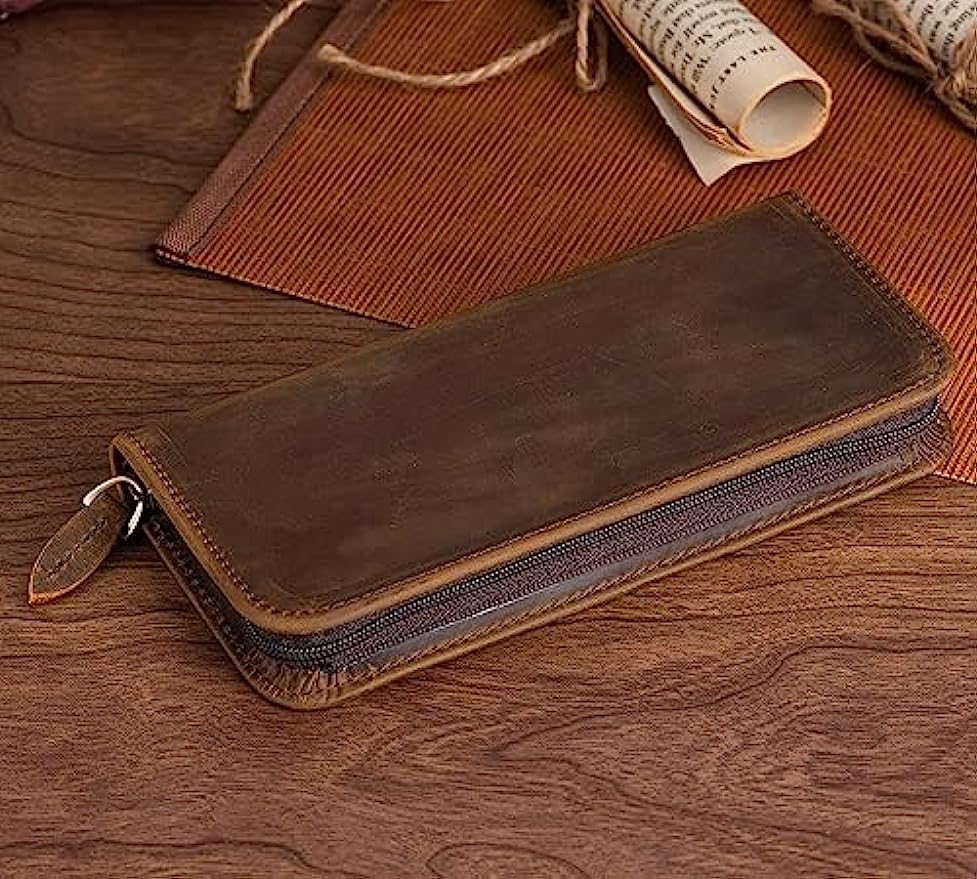 Asvine casing pena tinta kulit - Leather Fountain Pen Case 3 Slots Pouch ulasan dan harga