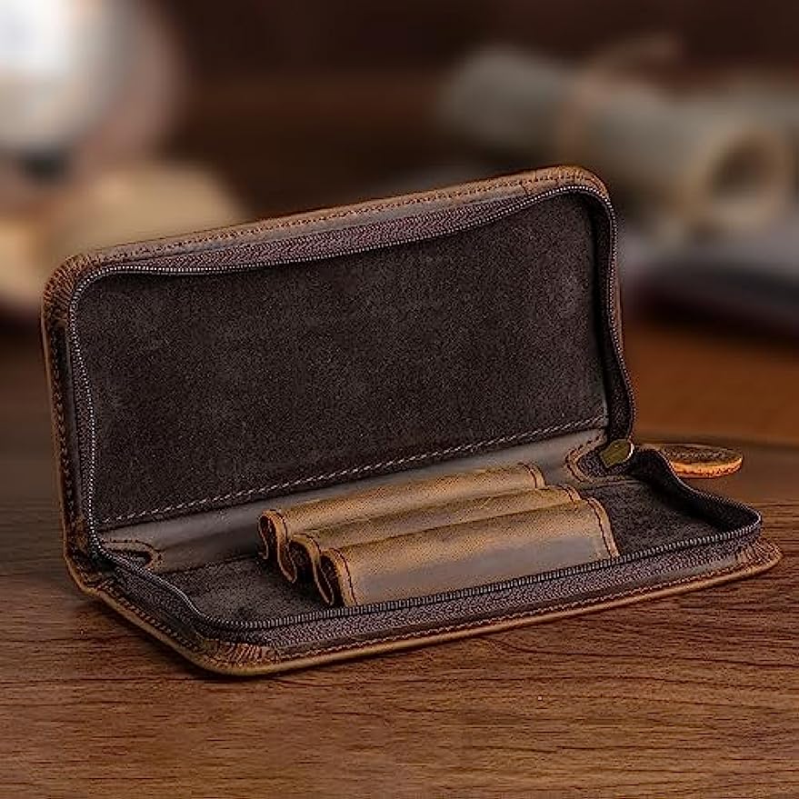 Asvine casing pena tinta kulit - Leather Fountain Pen Case 3 Slots Pouch ulasan dan harga