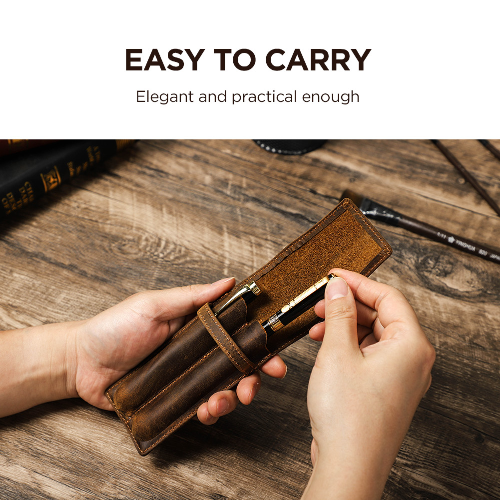 Dompet Koin Mini Antik Kulit S - Leather Fountain Pen Case 3 Slots Pouch ulasan dan harga