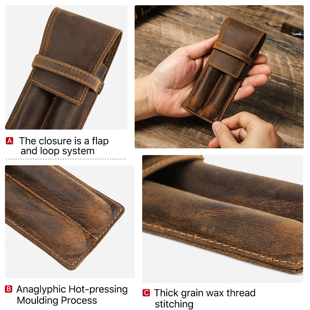 Dompet Koin Mini Antik Kulit S - Leather Fountain Pen Case 3 Slots Pouch ulasan dan harga