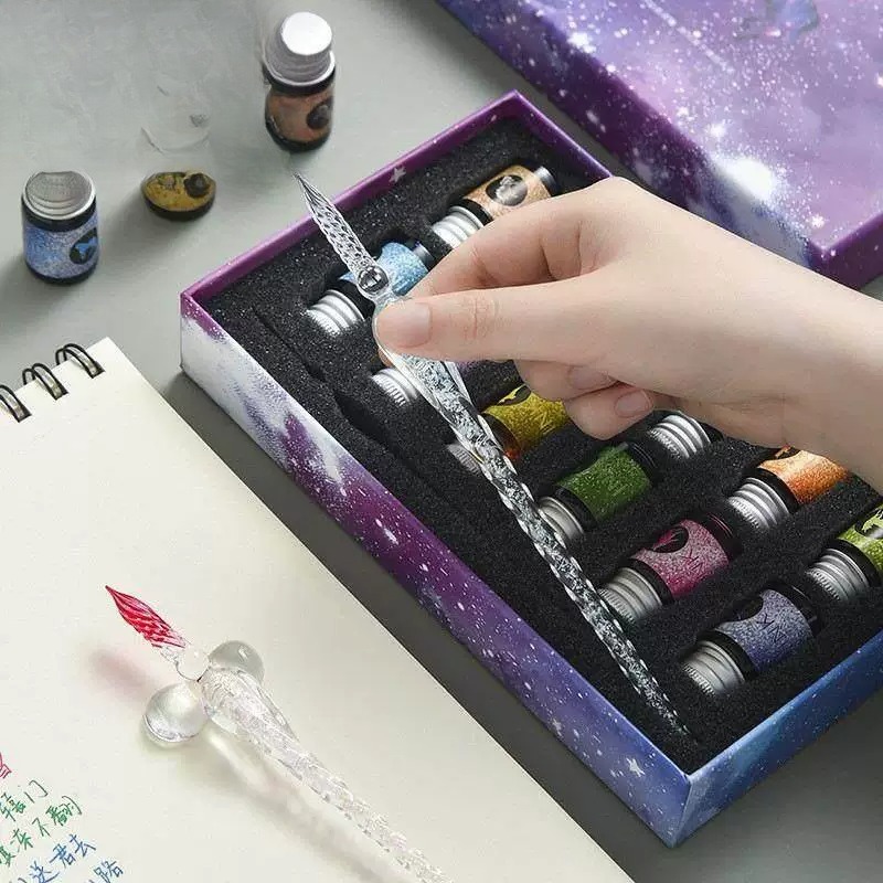 Set Pena Celup Bertema Romanti - Glass Dip Pen Calligraphy Ink Set ulasan dan harga