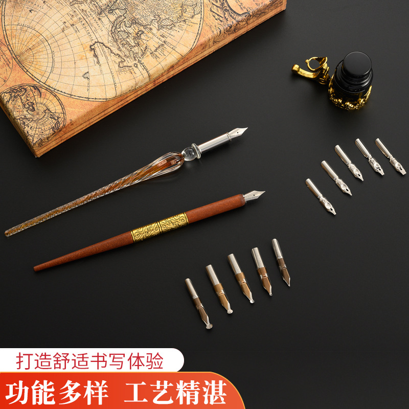 Set Pena Celup Kaca dengan Gag - Glass Dip Pen Calligraphy Ink Set ulasan dan harga