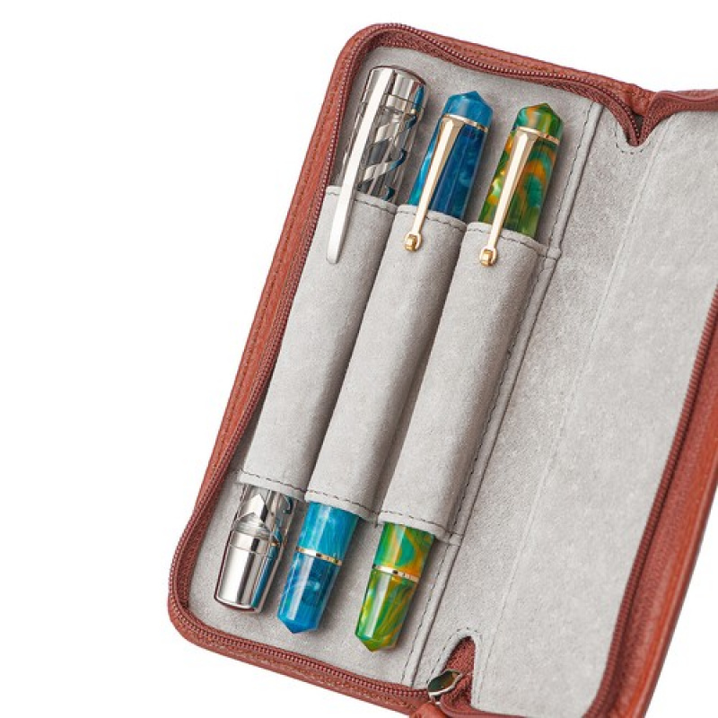 A+ 3 Slot Tempat Pena Kulit As - Leather Fountain Pen Case 3 Slots Pouch ulasan dan harga