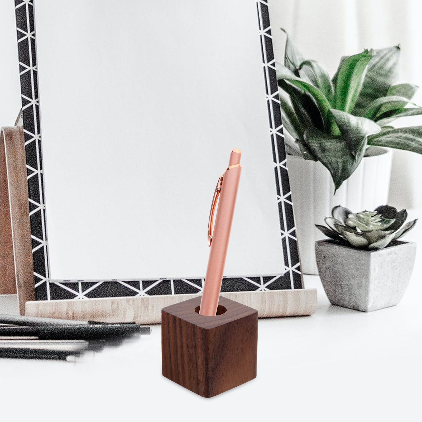 Tempat Pena dari Kayu Kenari u - Wooden Fountain Pen Desk Stand Holder ulasan dan harga